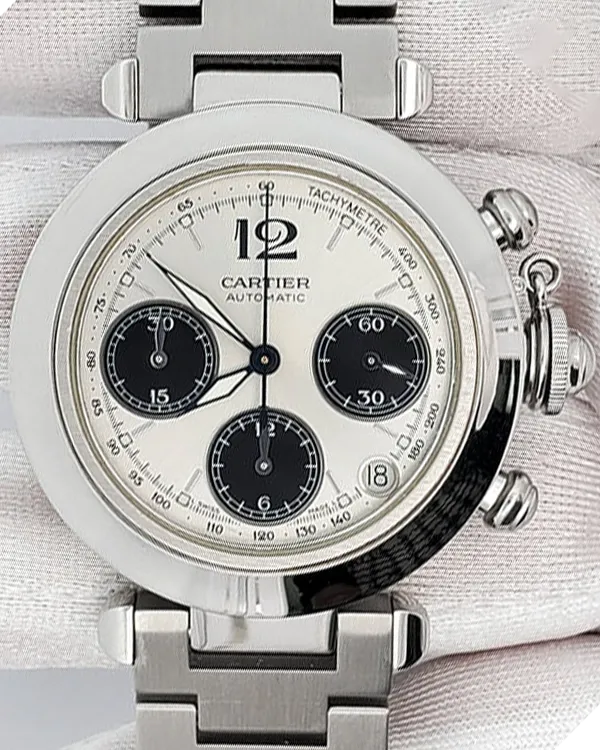 2002 Cartier Pasha De Cartier 35MM Silver Dial Steel Bracelet (W31048M7)
