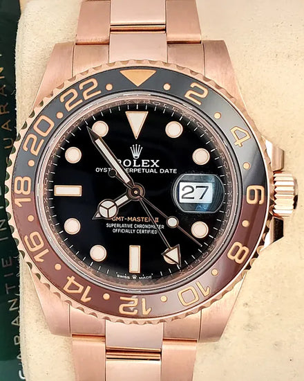 2021 Rolex GMT-Master II "Root Beer" 40MM Black Dial Rose Gold Oyster Bracelet (126715CHNR)
