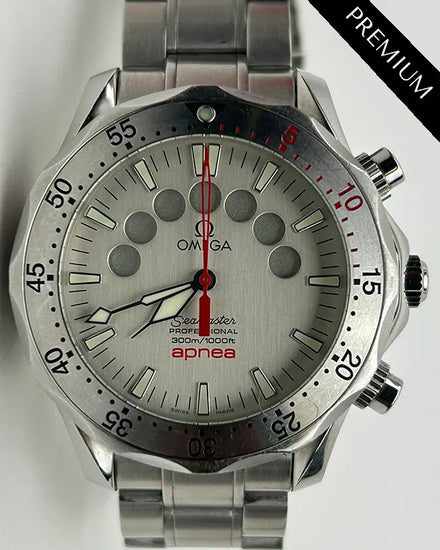 2004 Omega Seamaster Apnea "Jacques Mayol" 41.5MM Silver Dial Steel Bracelet (2595.30.00)