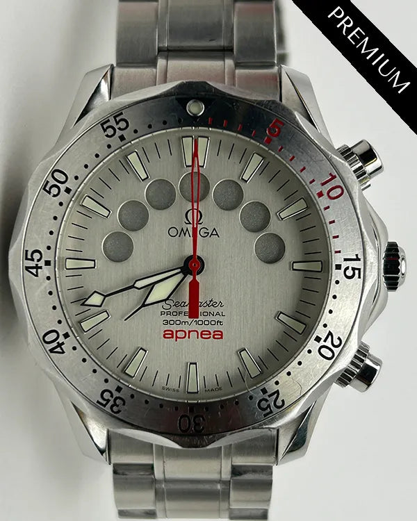 2004 Omega Seamaster Apnea "Jacques Mayol" 41.5MM Silver Dial Steel Bracelet (2595.30.00)