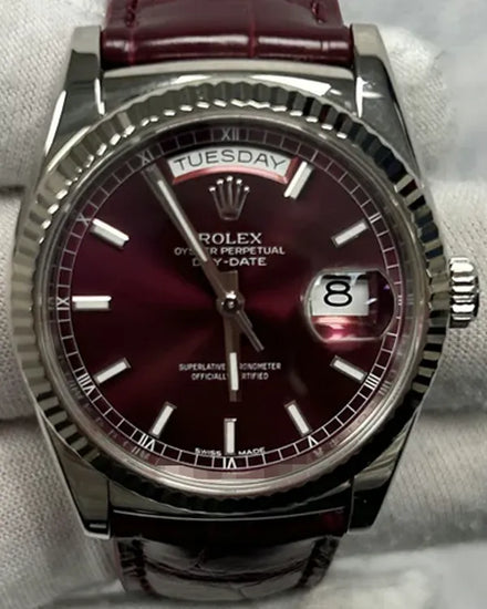 2018 Rolex Day-Date 36MM Red "Cherry" Dial Leather Strap (118139)