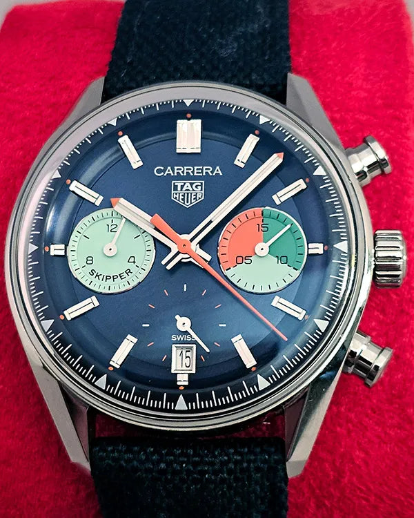 2023 Tag Heuer Carrera "Skipper" 39MM Blue Dial Textile Strap (CBS2213.FN6002)