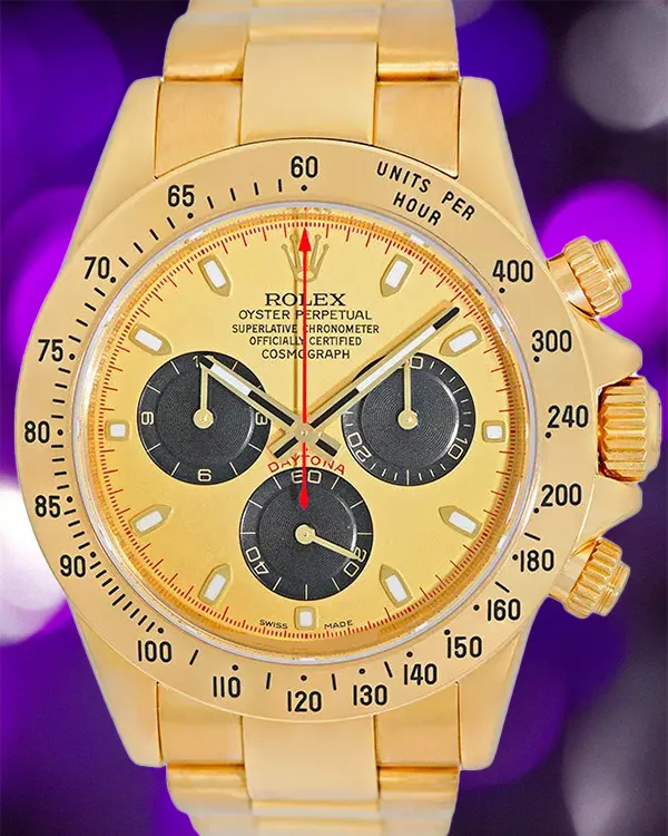 (D Serial) Rolex Cosmograph Daytona "Paul Newman" 40MM Champagne Dial Yellow Gold Oyster Bracelet (116528)