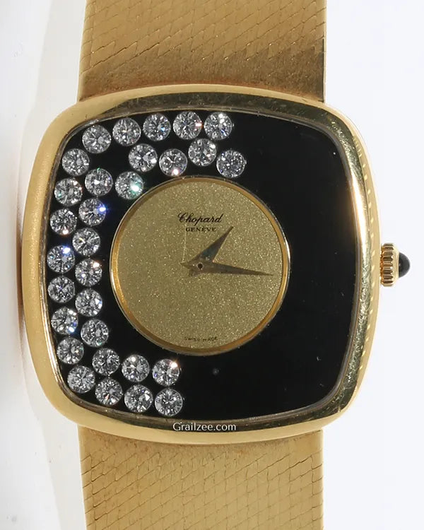 Chopard Happy Diamonds Vintage 31.8MM Onyx Dial Yellow Gold Bracelet (2106)