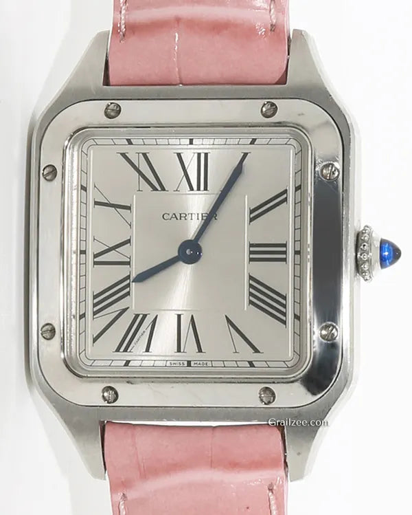 Cartier Santos Dumont 38MM Quartz Silver Dial Leather Strap (WSSA0023)