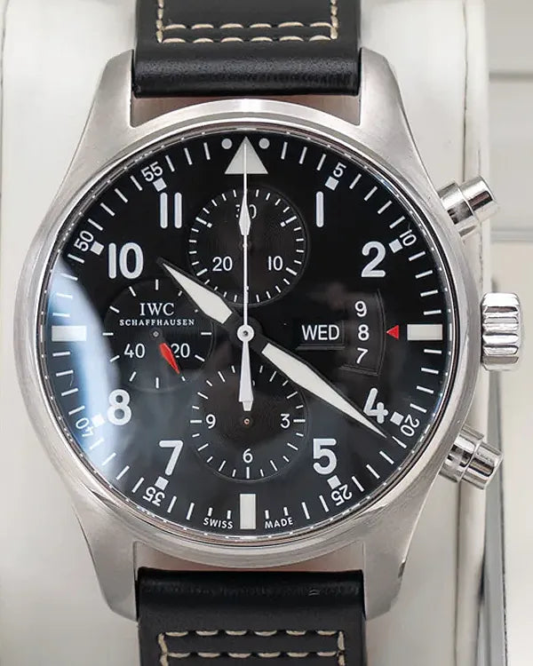 2015 IWC Schaffhausen Pilot 43MM Black Dial Leather Strap (IW377701)