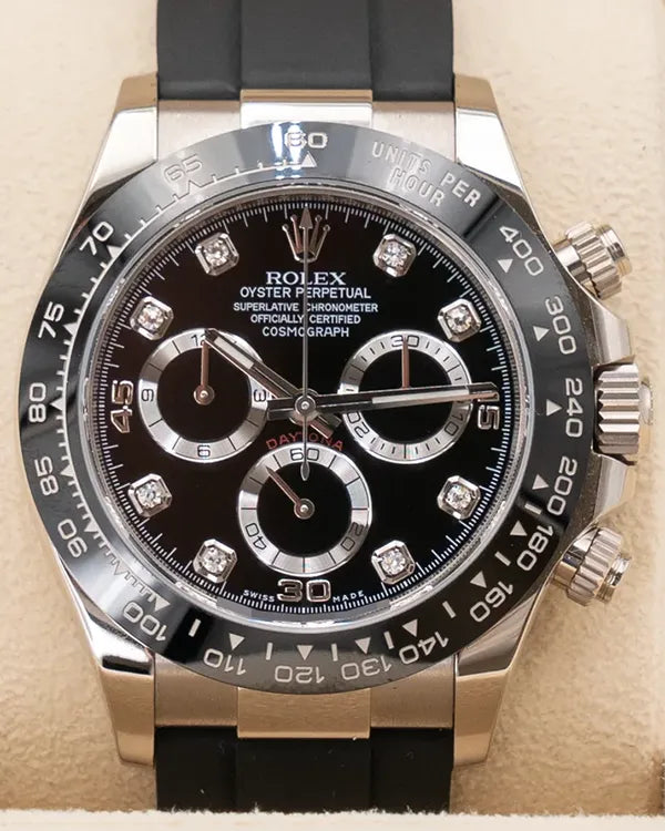 2021 Rolex Cosmograph Daytona 40MM Black Dial Rubber Strap (116519LN)