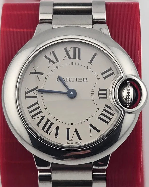 Cartier Ballon Bleu 28MM Quartz Silver Dial Steel Bracelet (WSBB0067)
