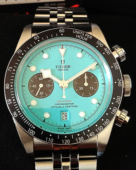 2025 Tudor Black Bay Chrono 41MM "Flamingo" Turquoise Dial Steel Bracelet (79360N)