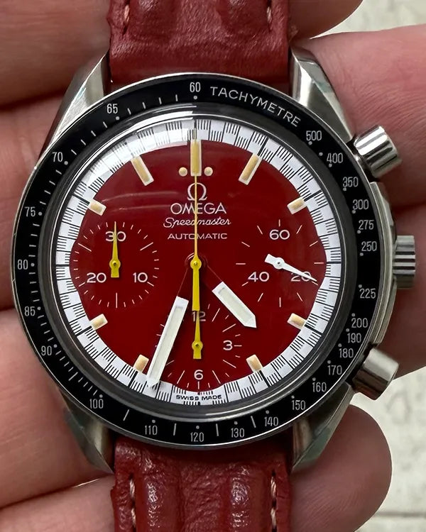 Omega Speedmaster Reduced 39MM Red Dial Leather Strap (3810.61.41)