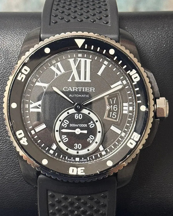 Cartier Calibre de Cartier 42MM Black Dial Rubber Strap (WSCA0006)