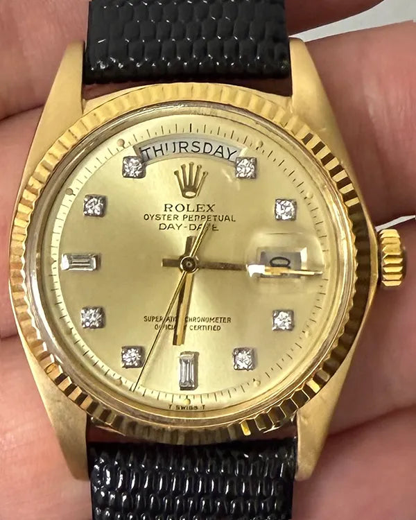 1976 Rolex Day-Date 36MM Aftermarket Champagne Dial Aftermarket Leather Strap (1803)