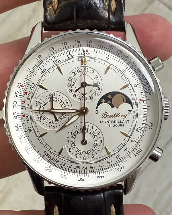 2018 Breitling Montbrillant 41.5MM Silver Dial Leather Strap (A19030)