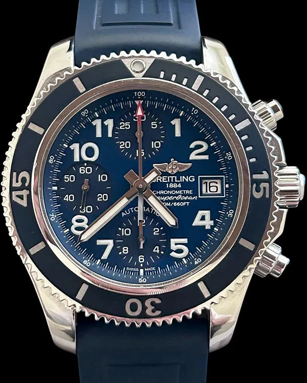 No Reserve 2016 Breitling Superocean 42MM Blue Dial Rubber Strap (A13311D1/C936)