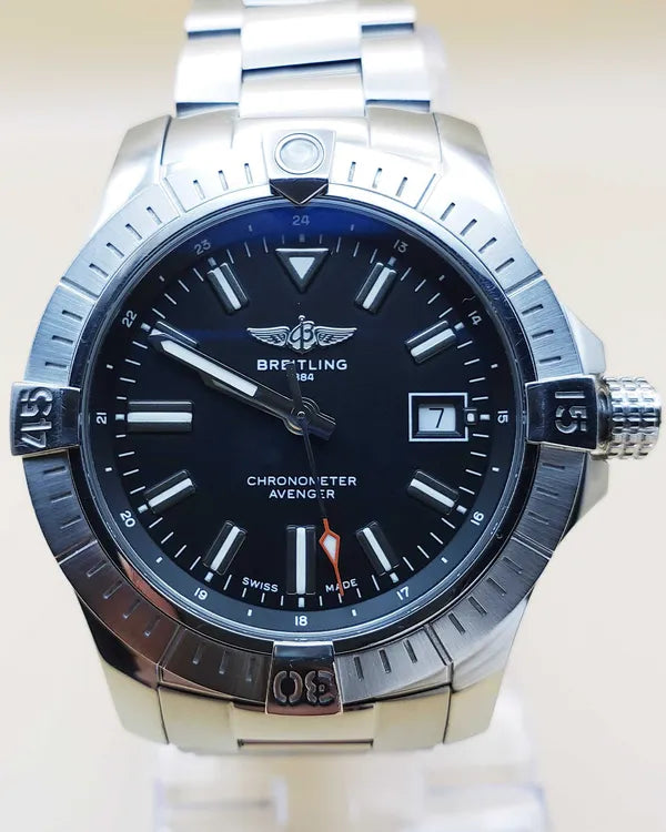 Breitling Avenger 43MM Black Dial Steel Bracelet (A17318)