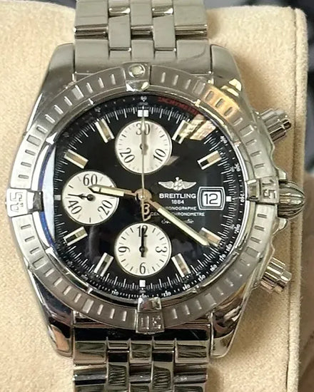 Breitling Chronomat Evolution 44MM Black Dial Steel Bracelet (A13356)