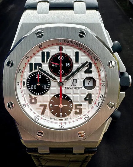 2010 Audemars Piguet Royal Oak Offshore 42MM Silver Dial Leather Strap (26170ST.OO.D101CR.02)