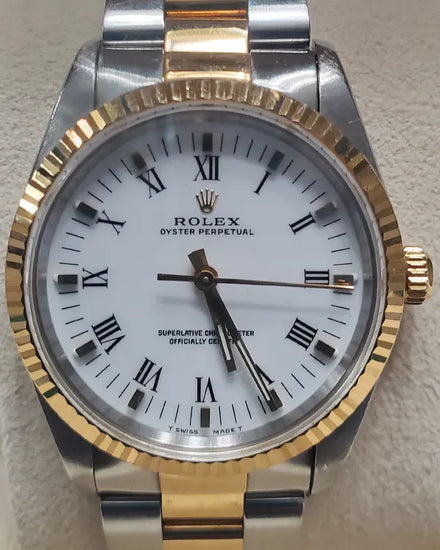 Rolex Oyster Perpetual 34MM White Dial Two-Tone Oyster Bracelet (14233M)