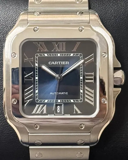 Cartier Santos De Cartier Large 39.8MM Blue Dial Steel Bracelet (WSSA0030)