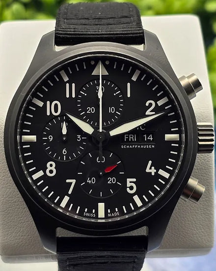 2024 IWC Schaffhausen Pilot Chronograph Top Gun 44.5MM Black Dial Textile Strap (IW389101)