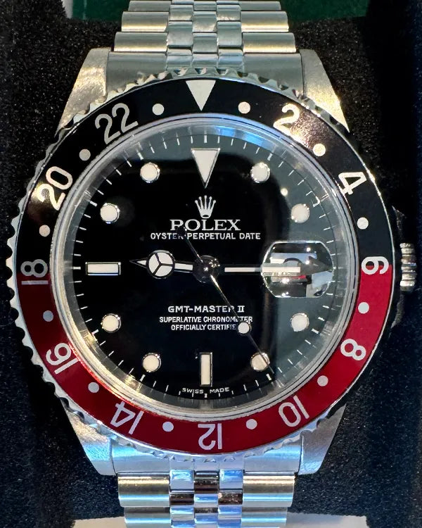 2002 Rolex GMT-Master II "Coke" 40MM Black Dial Jubilee Bracelet (16710)