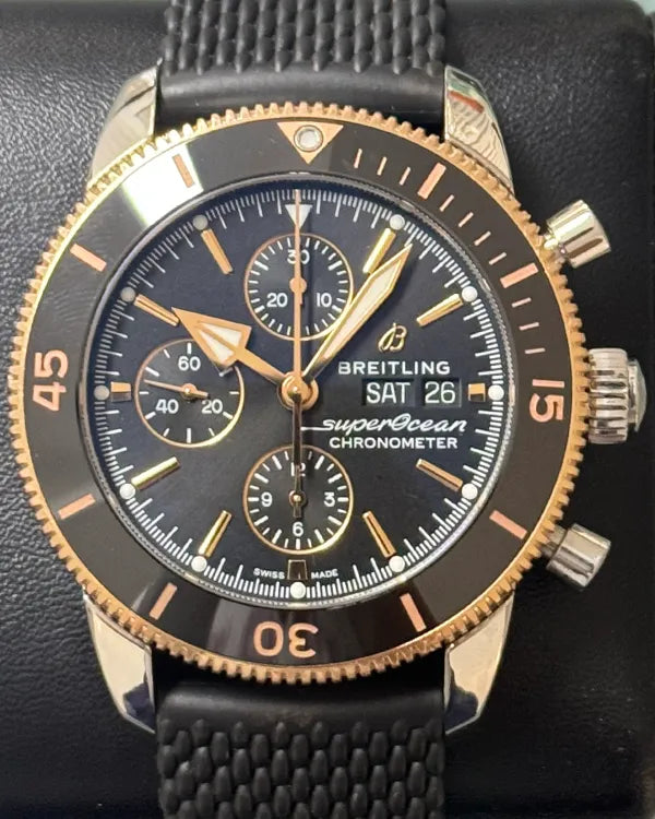 Breitling Superocean Heritage 44MM Black Dial Rubber Strap (U13313)