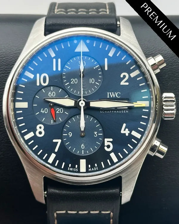 2021 IWC Schaffhausen Pilot Chronograph "Le Petit Prince" 43MM Blue Dial Leather Strap (IW377714)