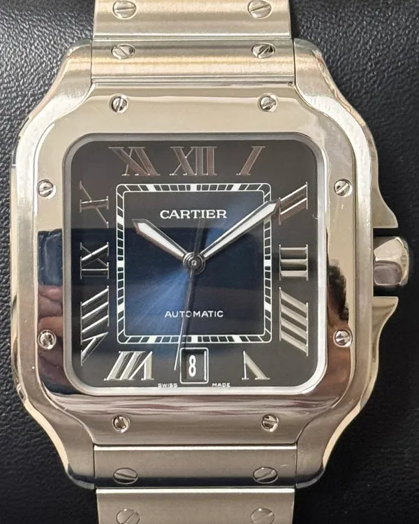 Cartier Santos De Cartier 38MM Blue Dial Steel Bracelet (WSSA0030)