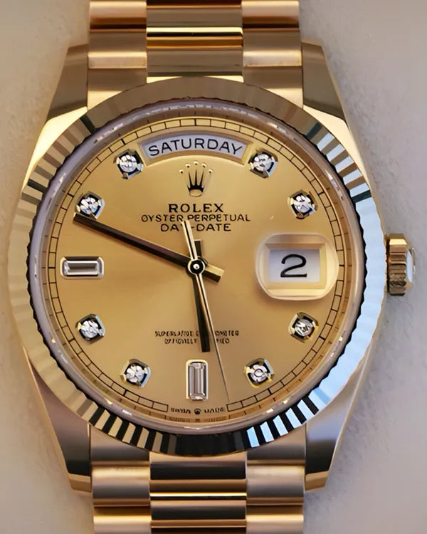 2025 Rolex Day-Date 36MM Champagne Dial Yellow Gold President Bracelet (128238)