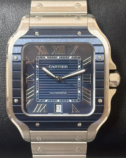 2022 Cartier Santos De Cartier 39.8MM Blue Dial Steel Bracelet (WSSA0048)