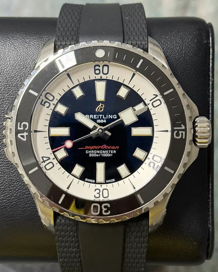 Breitling Superocean 46MM Black Dial Rubber Strap (A17378)