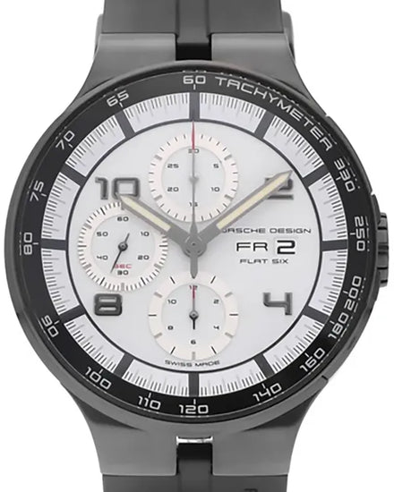 Porsche Design Flat Six 44MM White Dial Rubber Strap (P.636043641254)