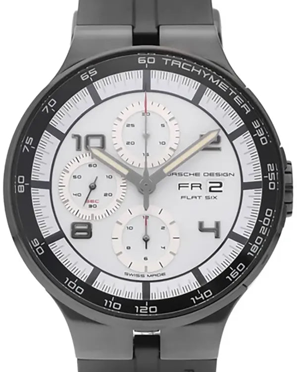 Porsche Design Flat Six 44MM White Dial Rubber Strap (P.636043641254)