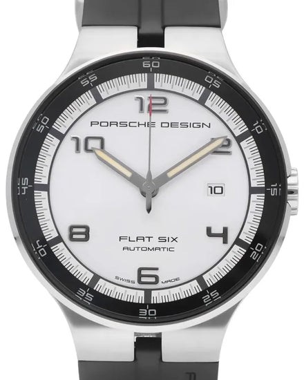 Porsche Design Flat Six 44MM White Dial Rubber Strap (P.635042641254)