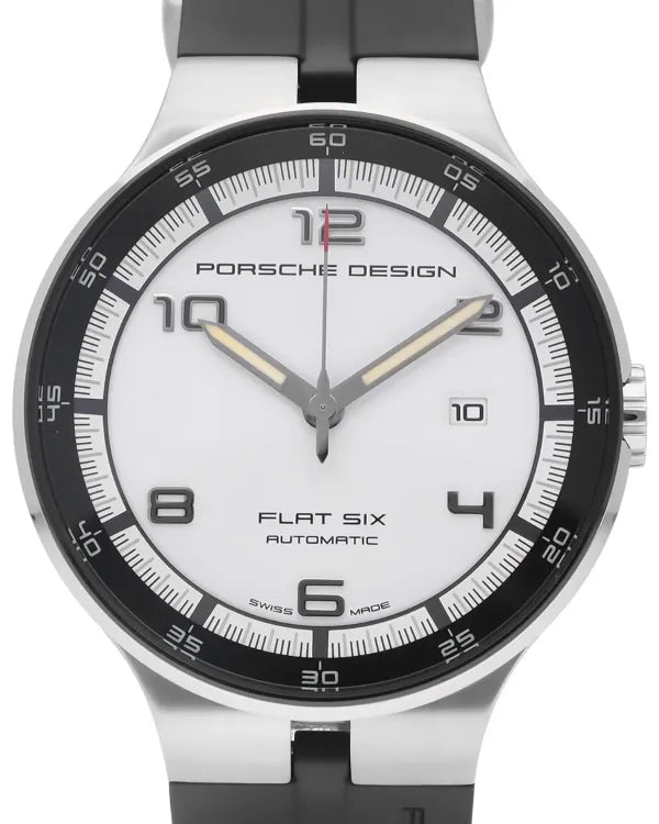 Porsche Design Flat Six 44MM White Dial Rubber Strap (P.635042641254)
