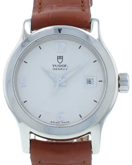 Tudor Geneve 27MM Quartz White Dial Leather Strap (27000)
