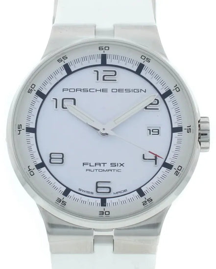 Porsche Design Flat Six 40MM White Dial Rubber Strap (P.635141641256)