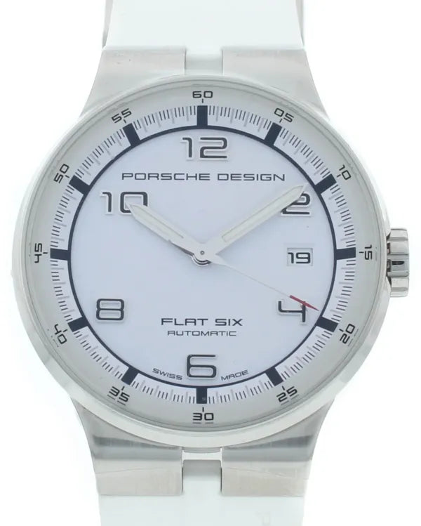 Porsche Design "Flat Six" 40MM White Dial Rubber Strap (P.635141641256)