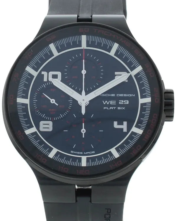 Porsche Design Flat Six 44MM Black Dial Rubber Strap (P.636043441254)
