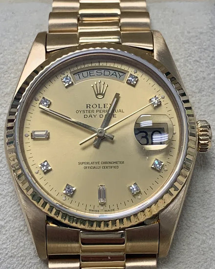 Rolex Day-Date 36MM Aftermarket Champagne Dial Yellow Gold President Bracelet (18038)