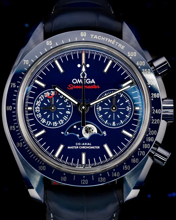 2024 Omega Speedmaster Moonphase "Blue Side of the Moon" 44.25MM Blue Dial Leather Strap (304.93.44.52.03.001)