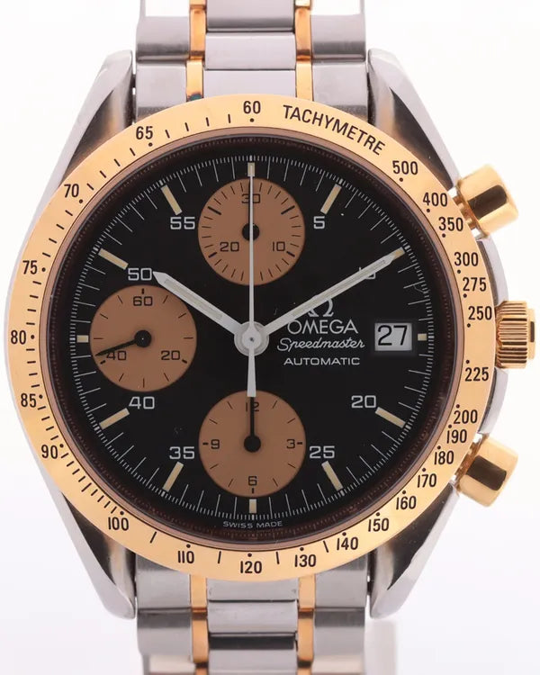 Omega Speedmaster Date Chronograph 39MM Black Dial Two Tone Bracelet (3316.50)