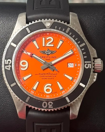 Breitling Superocean 42MM Orange Dial Rubber Strap (A17366)