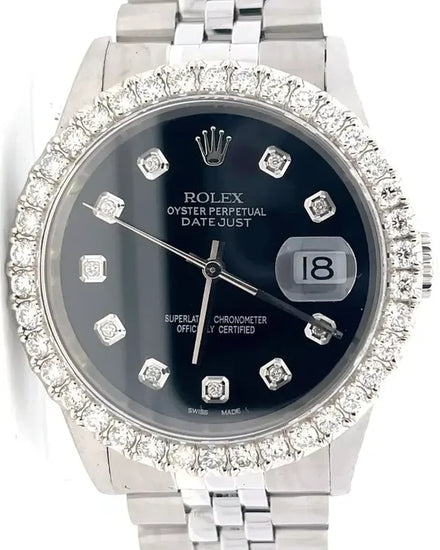 Rolex Datejust 36MM Aftermarket Black Dial Jubilee Bracelet (16200)