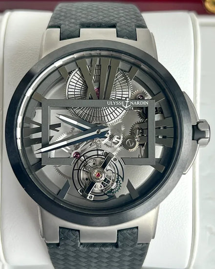 Ulysse Nardin Executive Skeleton Tourbillon 45MM Skeleton Dial Leather Strap (1713-139)