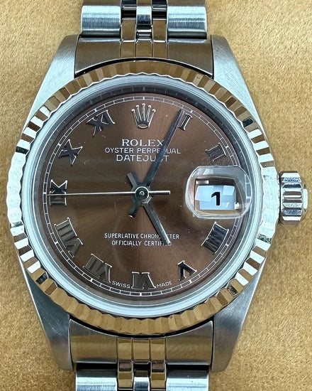 2002 (Y Serial) Rolex Lady-Datejust 26MM Brown "Havana" Dial Jubilee Bracelet (79174)