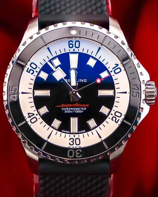 2023 Breitling Superocean 44MM Black Dial Rubber Strap (A17376)
