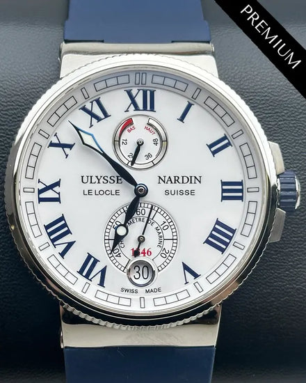 Ulysse Nardin Marine Chronometer Manufacture 43MM White Dial Rubber Strap (1183-126/40)