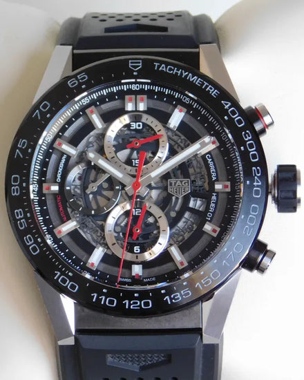 2015 Tag Heuer Carrera 45MM Skeleton Dial Rubber Strap (CAR2A1Z.FT6044)