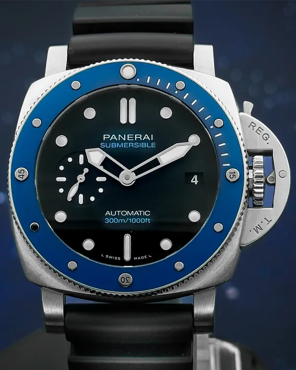 2023 Panerai Submersible "Azzurro" L.E. 42MM Black Dial Rubber Strap (PAM02209)